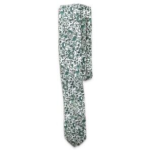 Floral Green and White Tie
